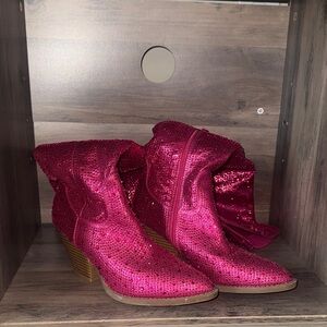 Pink Sequin cowgirl Boots